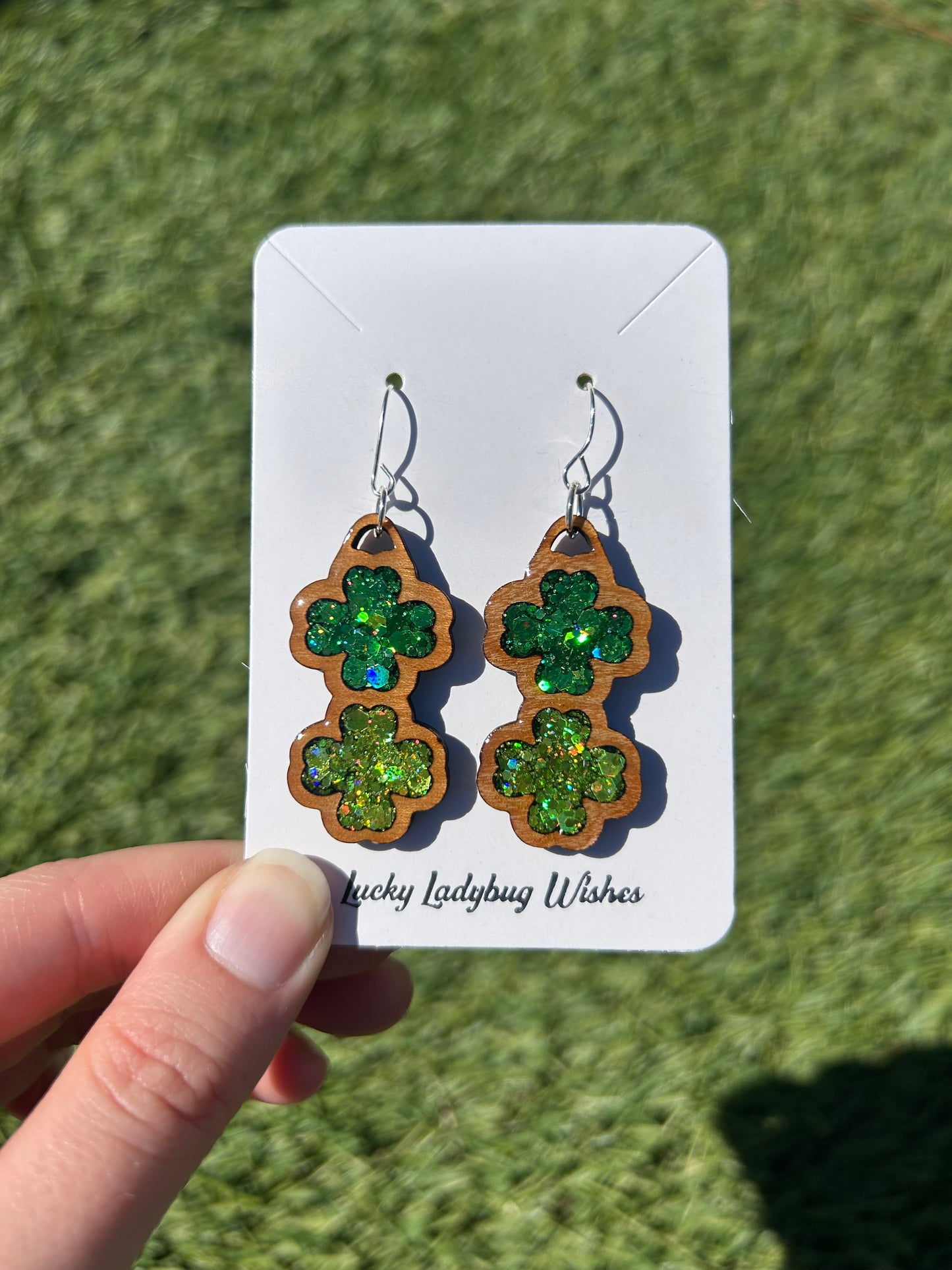 2-Stack Wooden Clover earrings