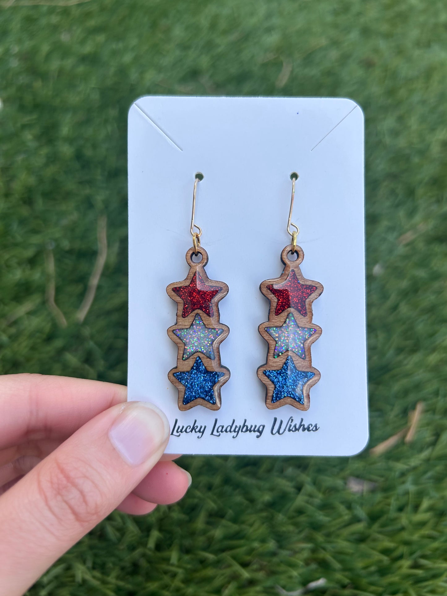 3-Tier Stars wooden earrings