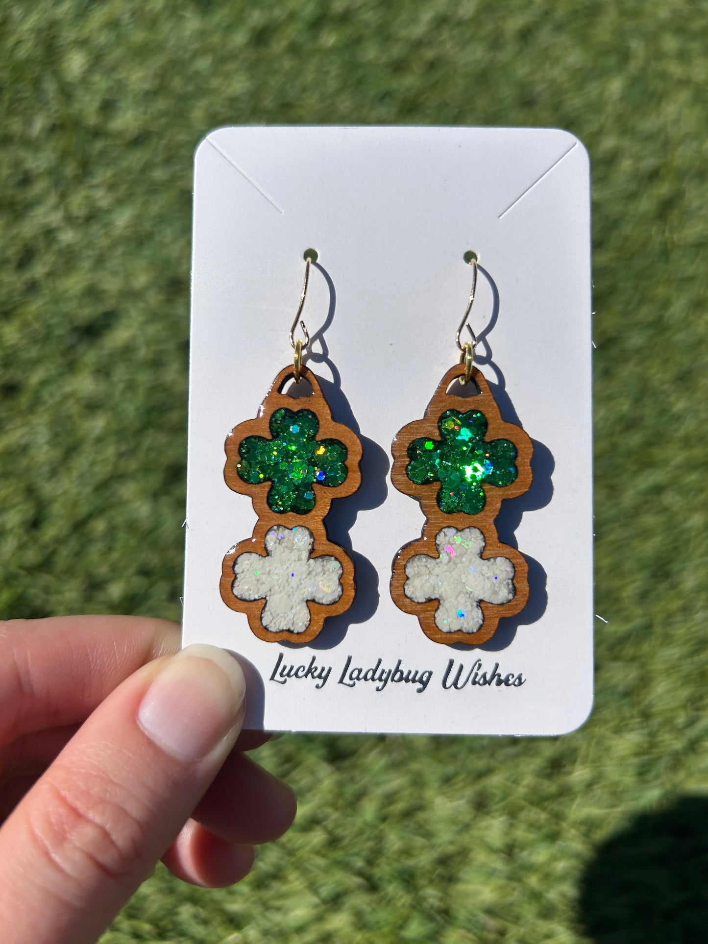 2-Stack Wooden Clover earrings