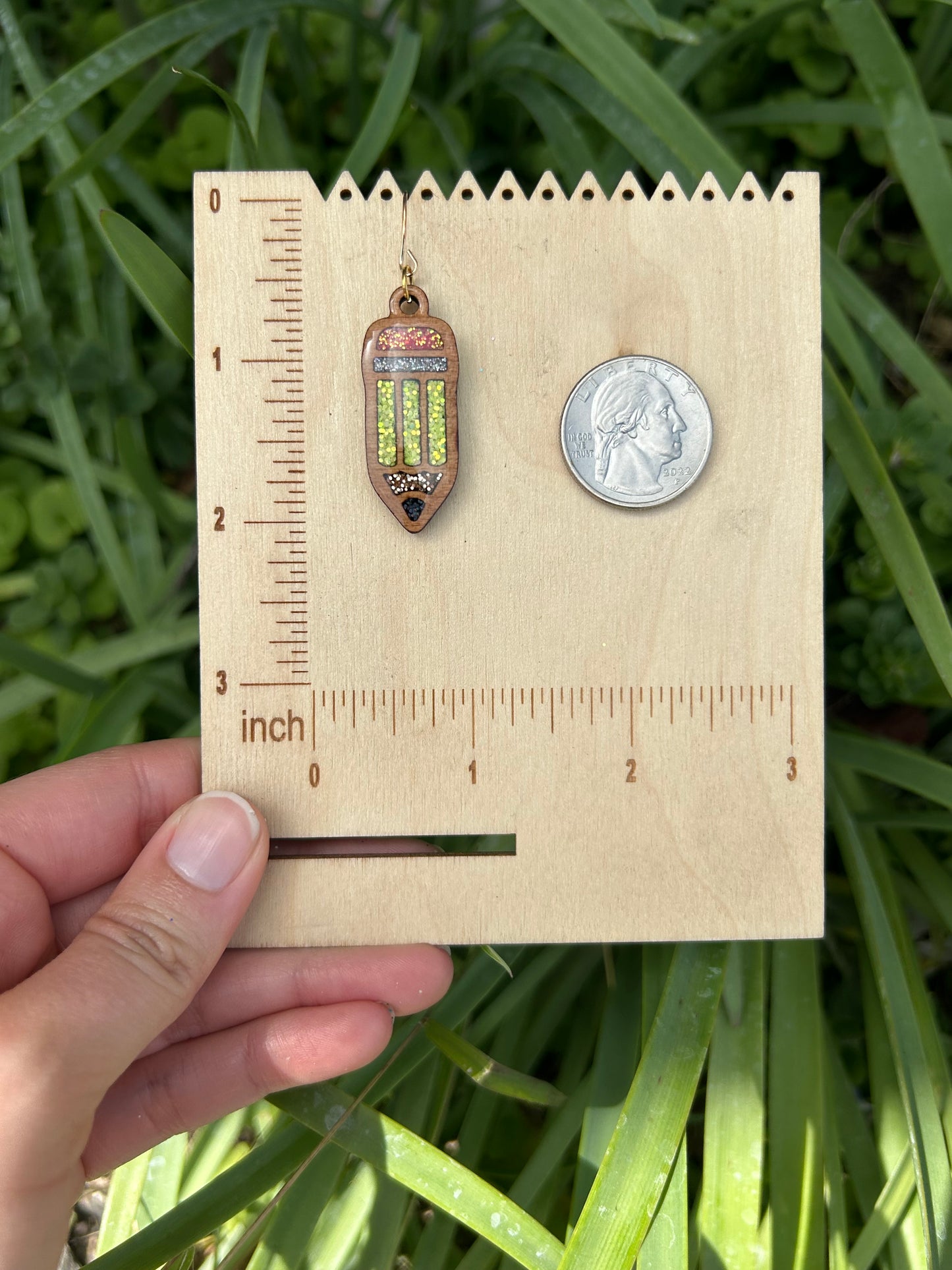 Pencil wooden earrings