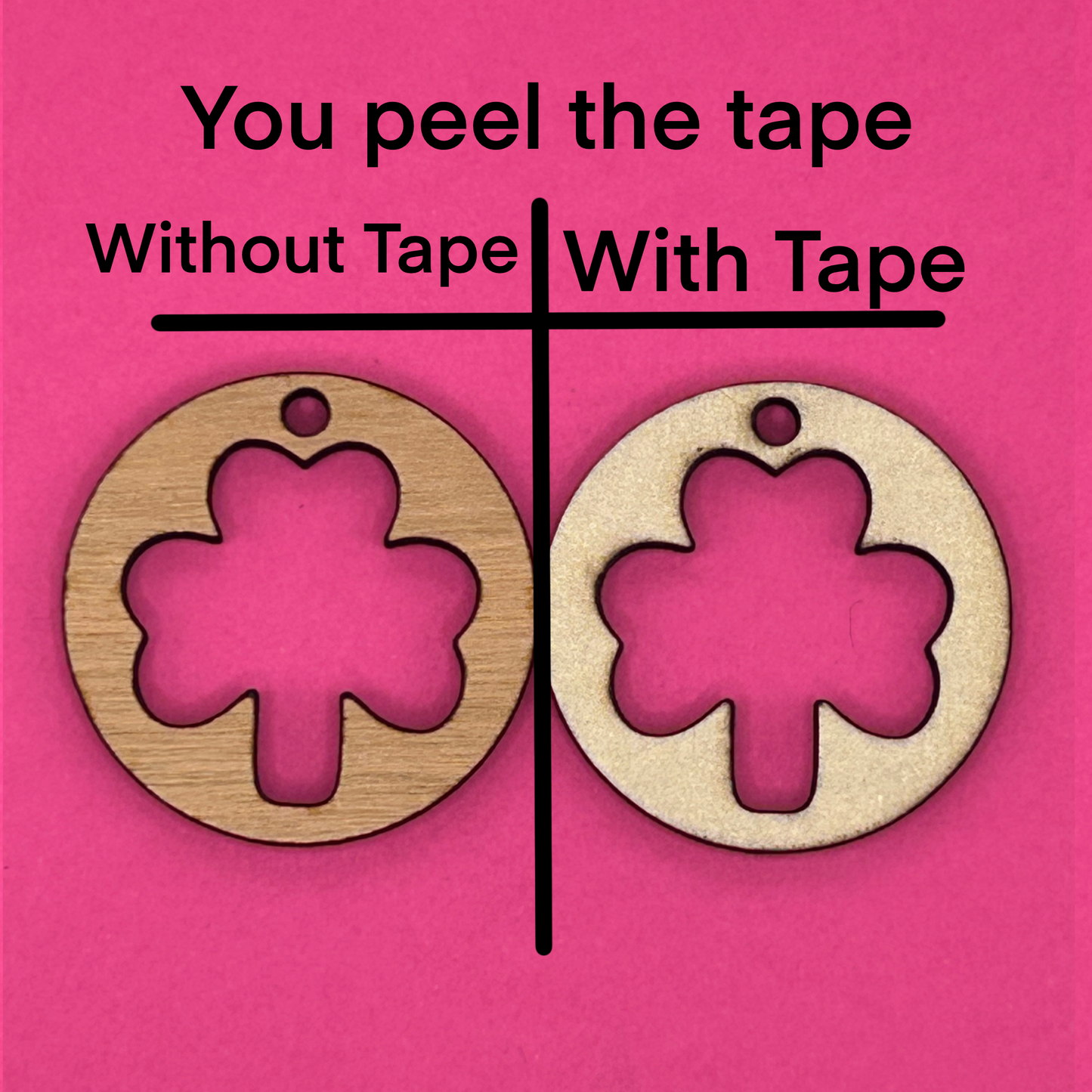 Blank hoop clover wooden bezels
