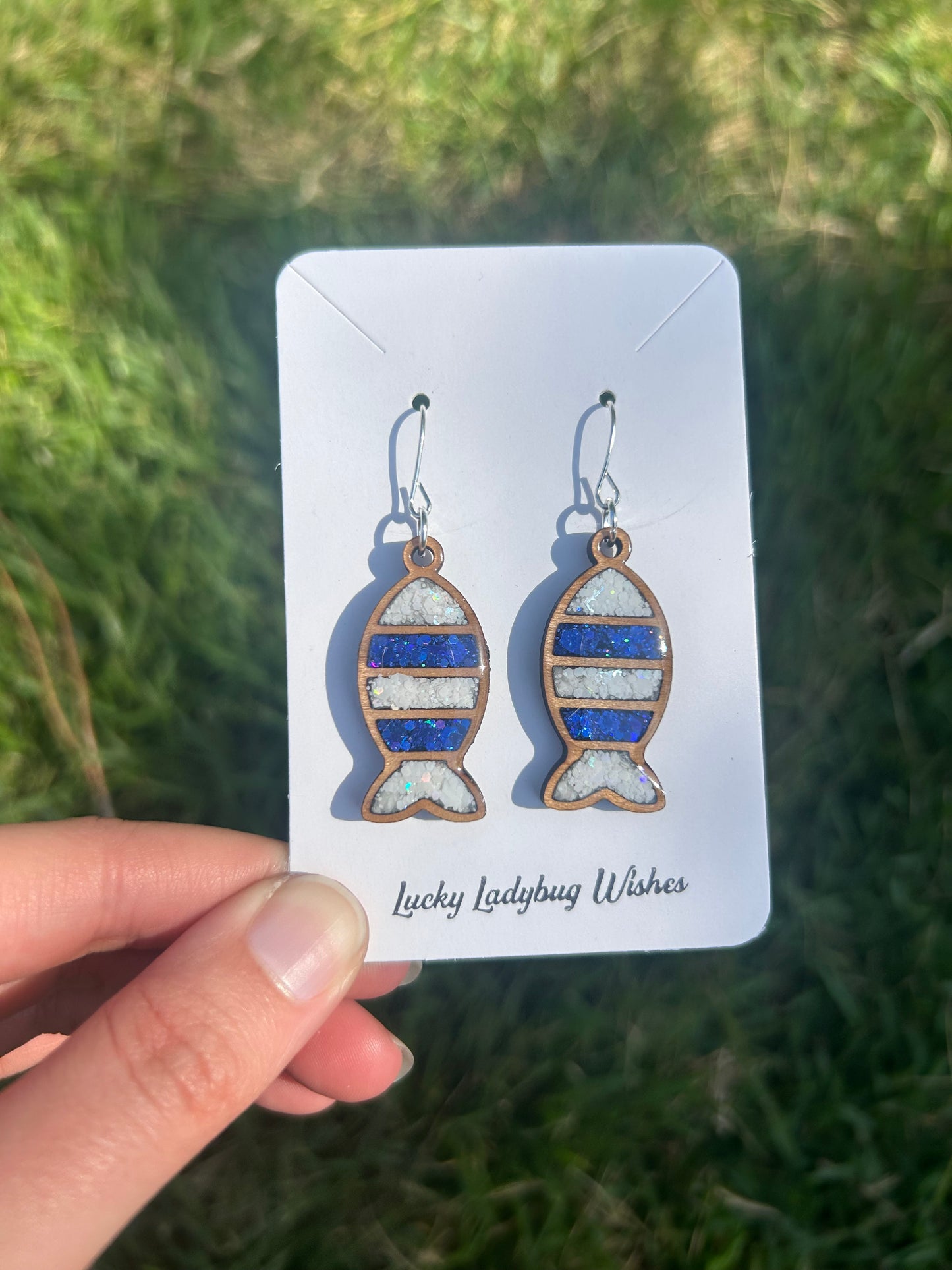 Fish wooden earrings