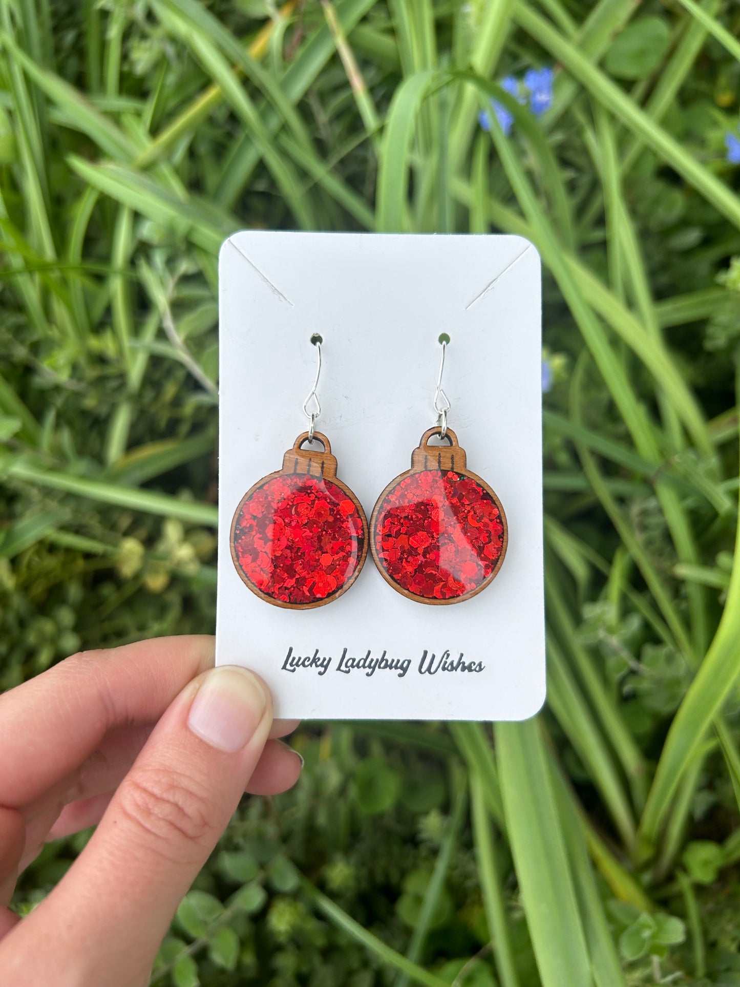 Wooden ornament earrings