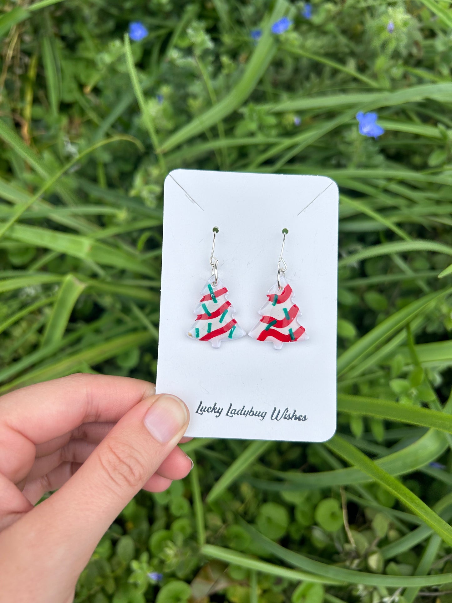 Clay Christmas tree earrings