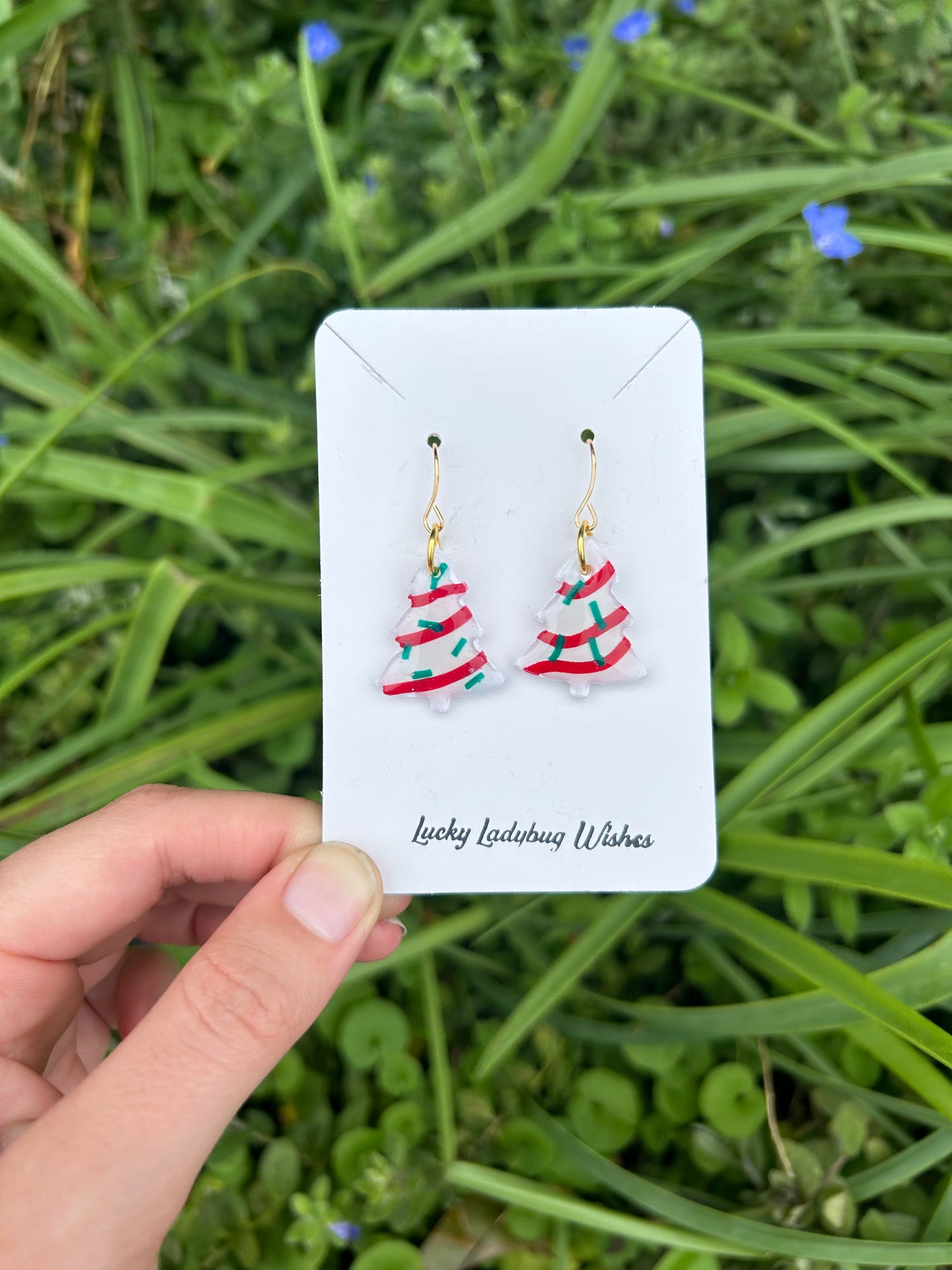 Clay Christmas tree earrings