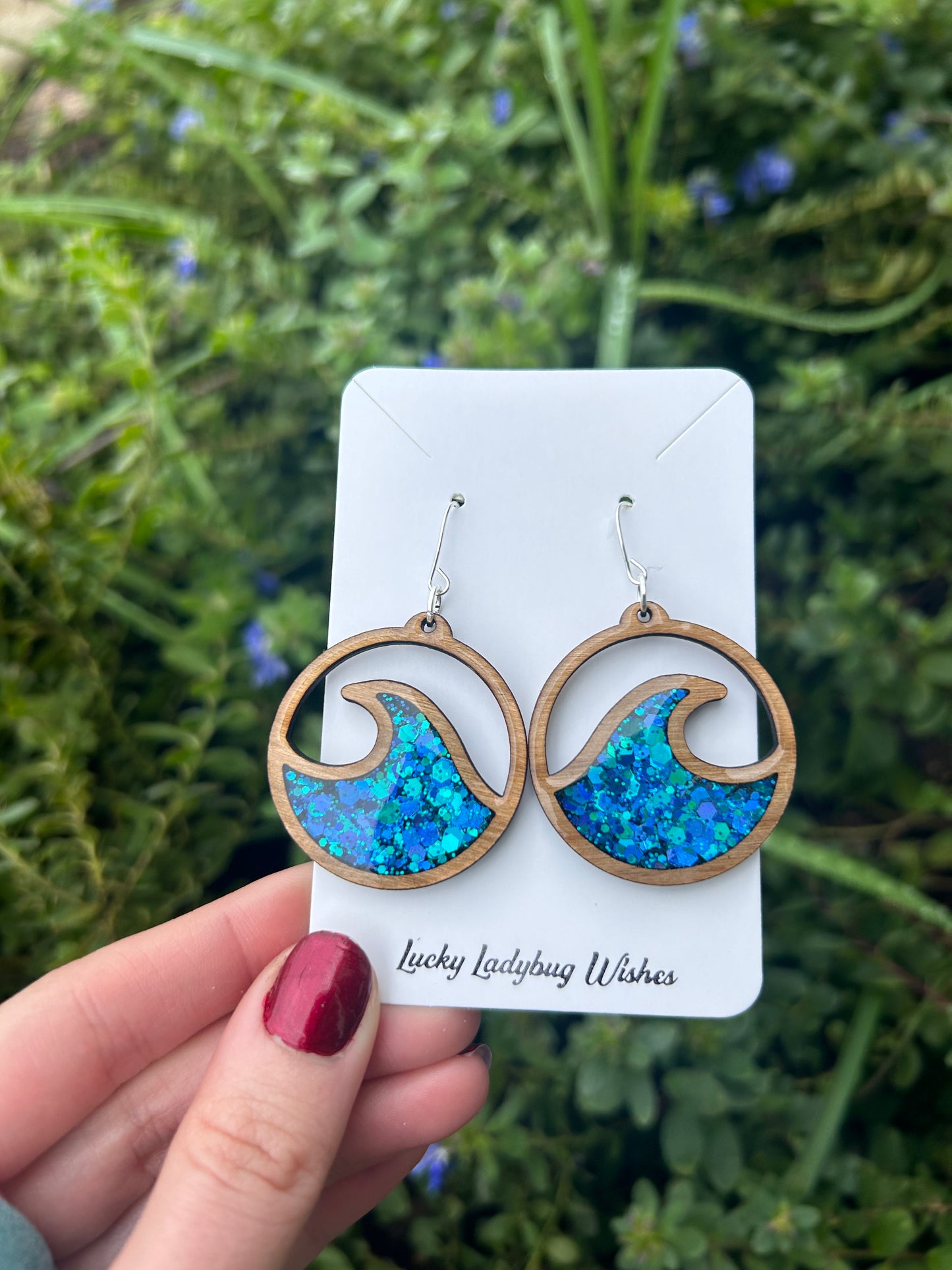 Wooden Wave hoop earrings