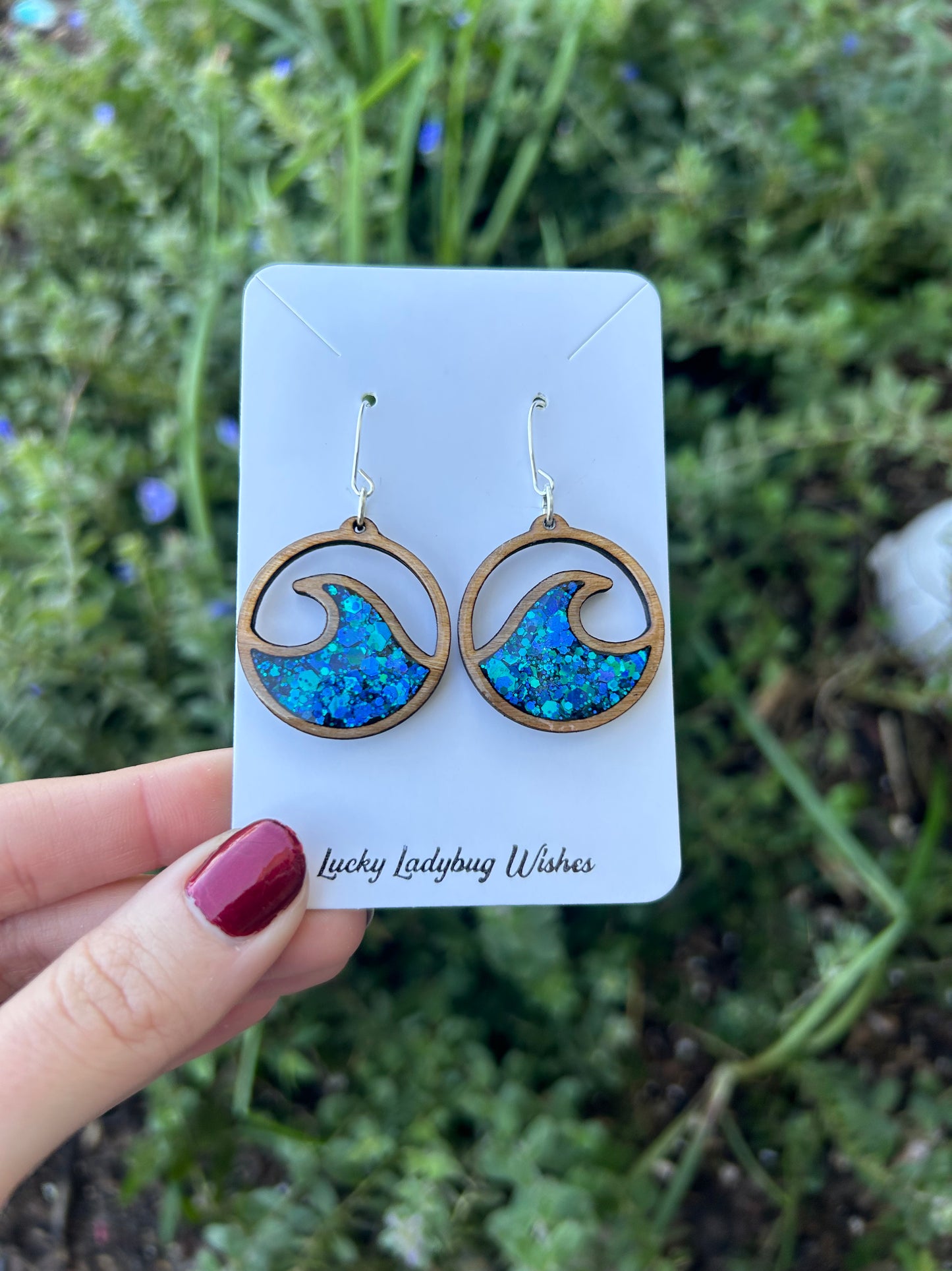 Wooden Wave hoop earrings