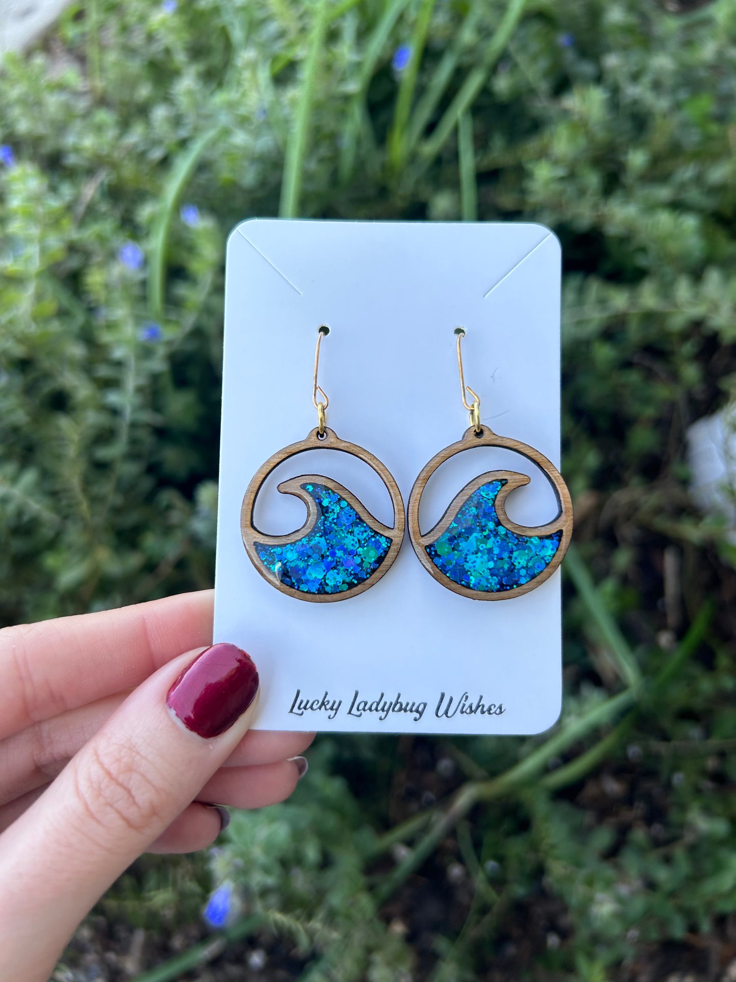 Wooden Wave hoop earrings