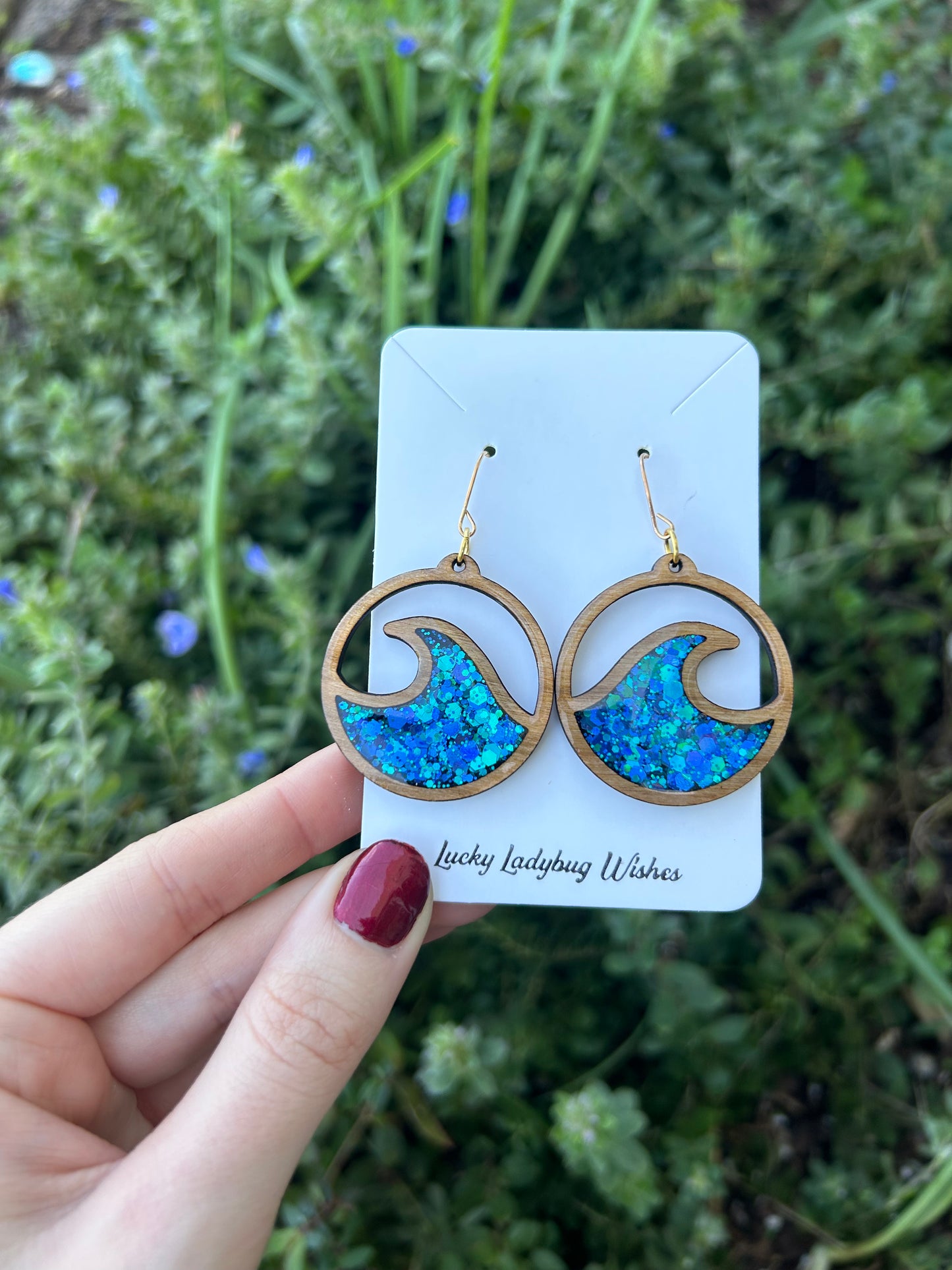 Wooden Wave hoop earrings