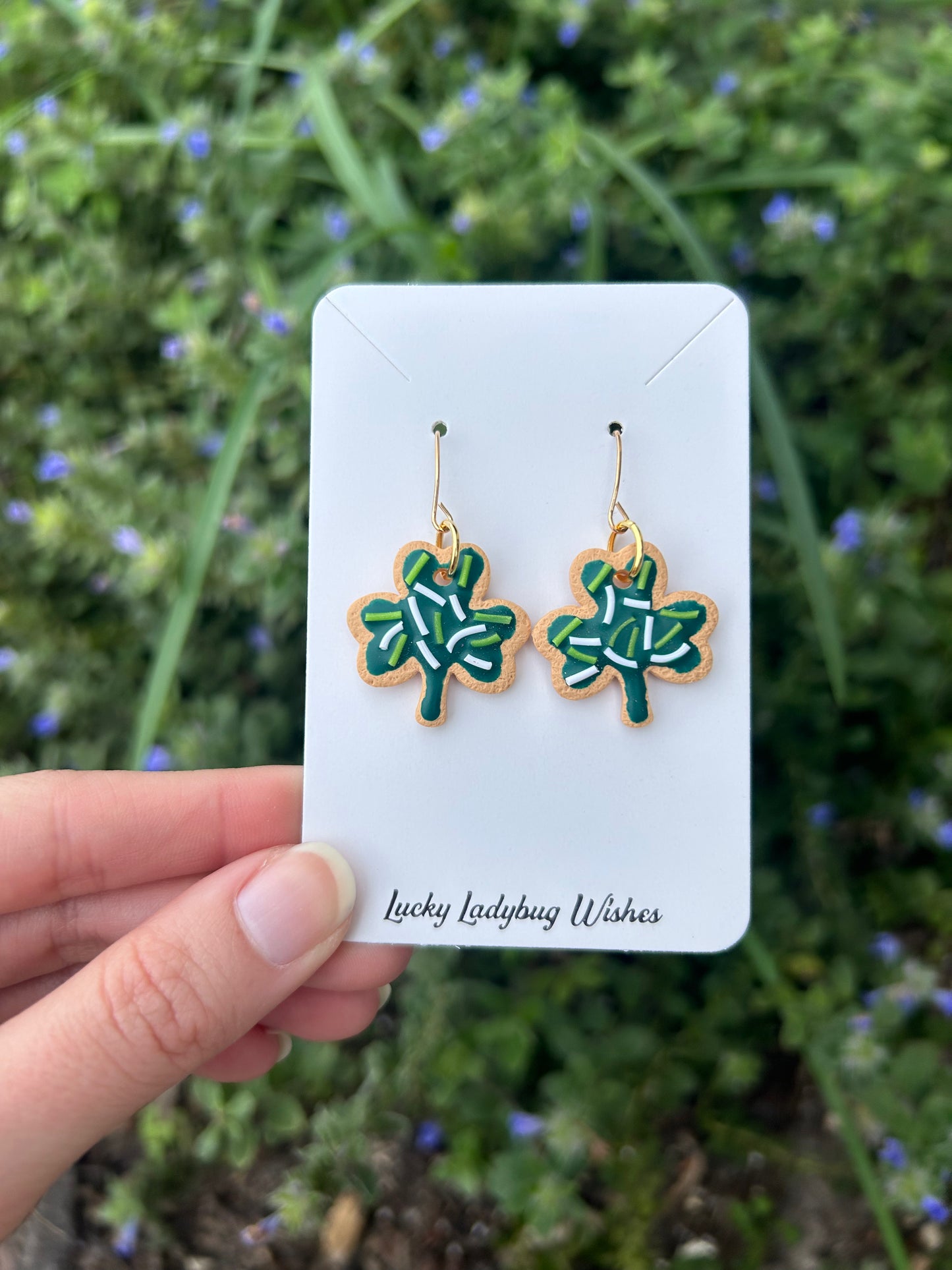 Sugar cookie shamrock earrings