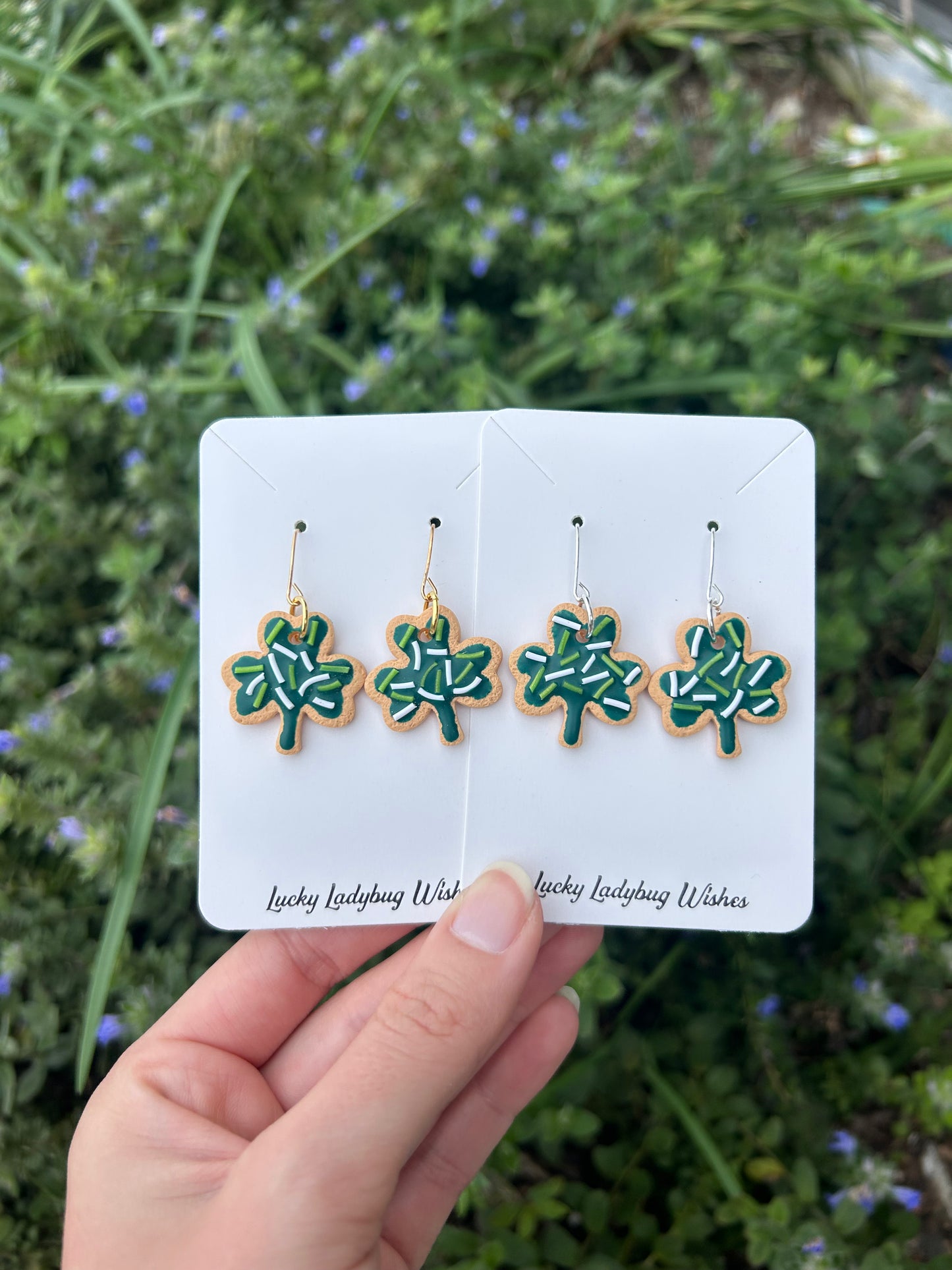 Sugar cookie shamrock earrings