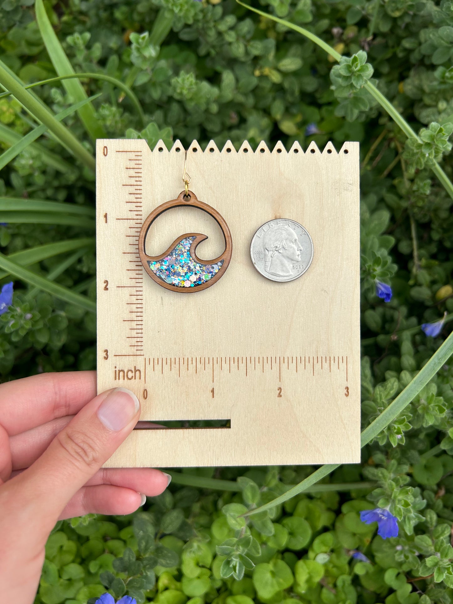 Wooden Wave hoop earrings