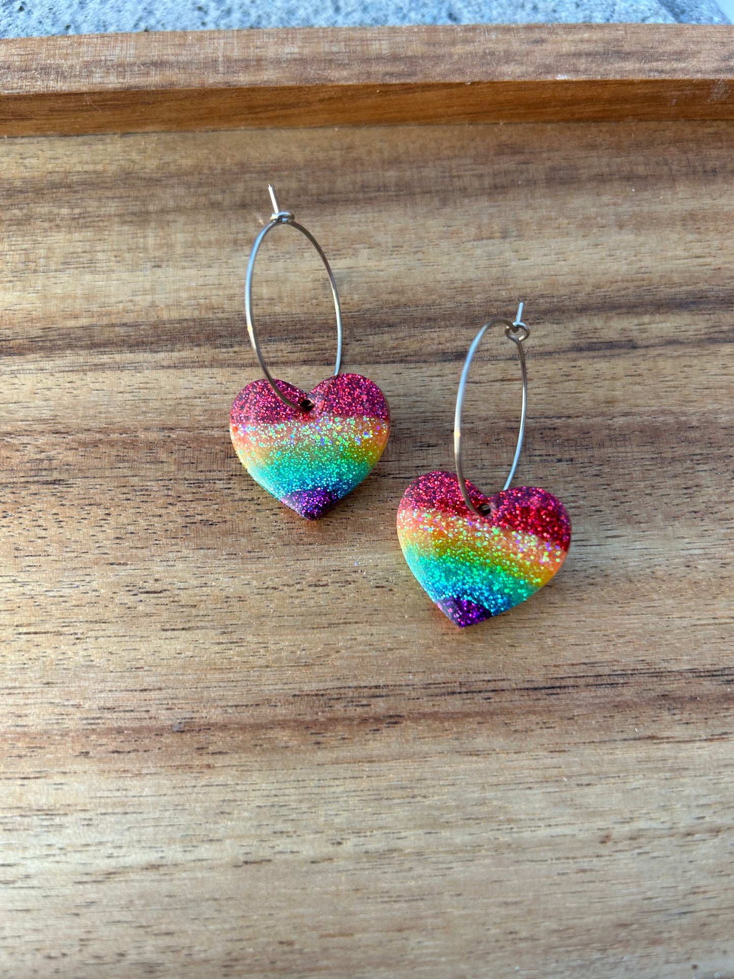 Rainbow heart earrings