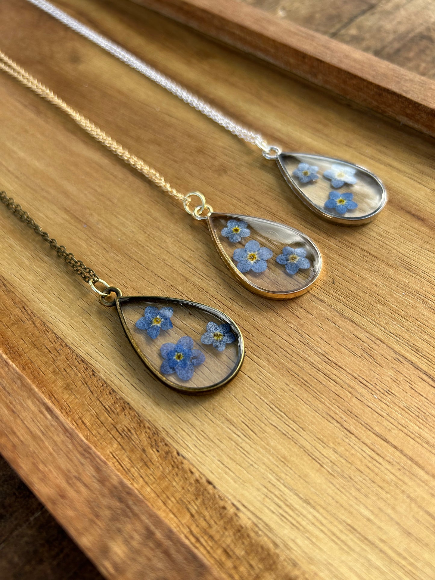 Forget me not necklaces