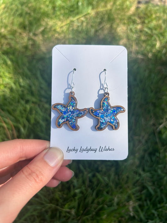 Starfish wooden earrings