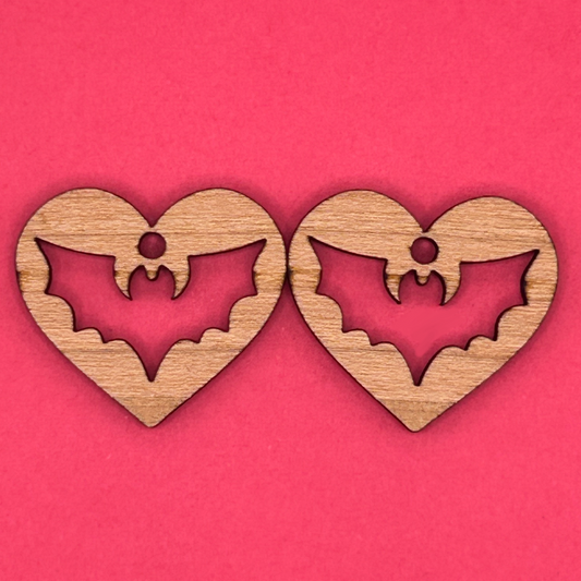 Blank Bat Heart wooden bezels