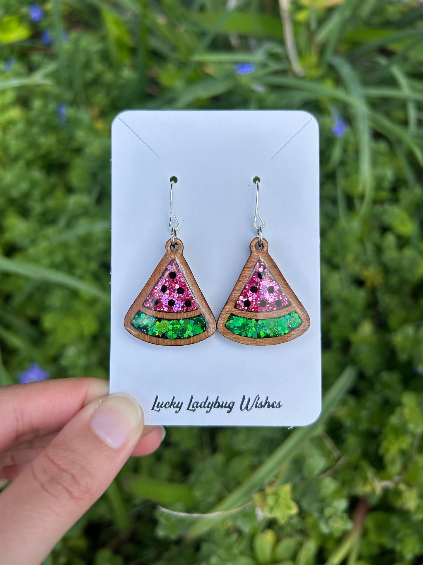 Watermelon slice earrings