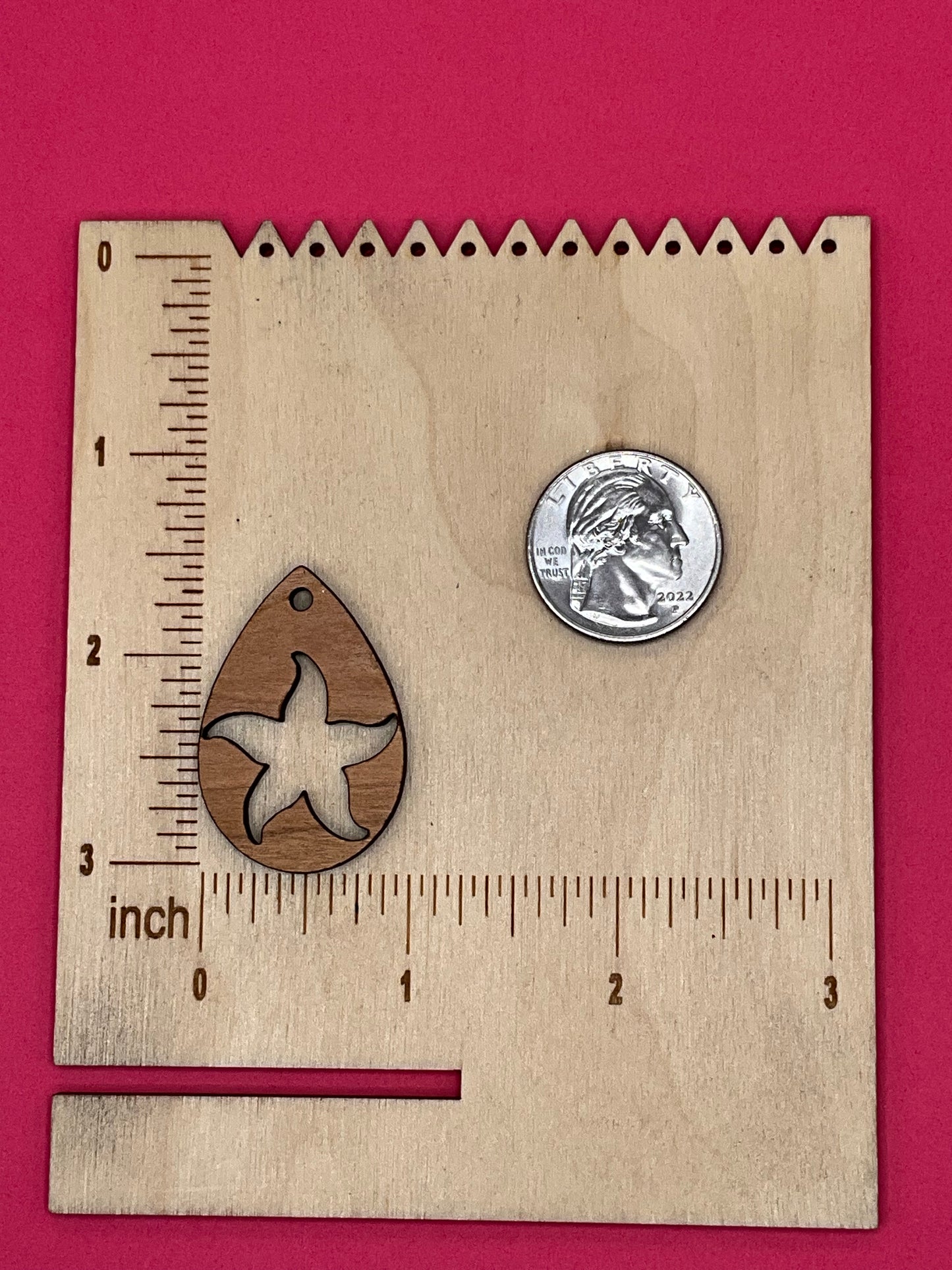 Blank Starfish Teardrop wooden bezels
