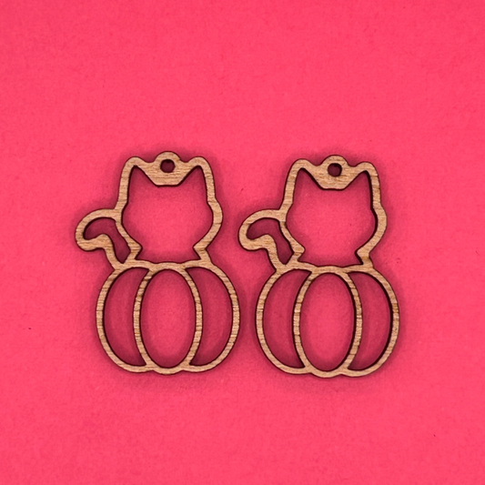 Blank Cat Pumpkin wooden bezels