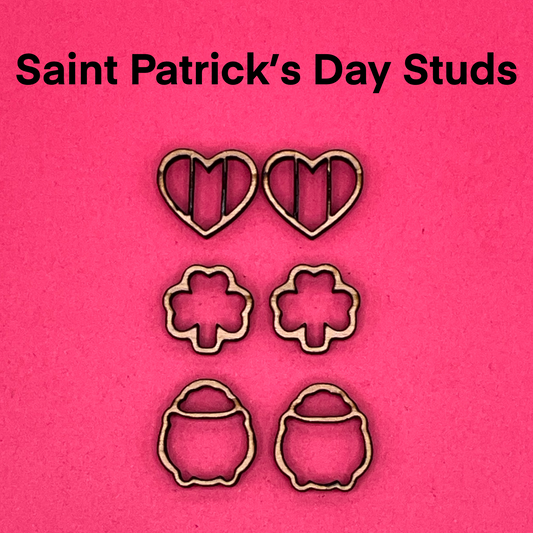 Blank St. Patrick's Day Studs wooden bezels