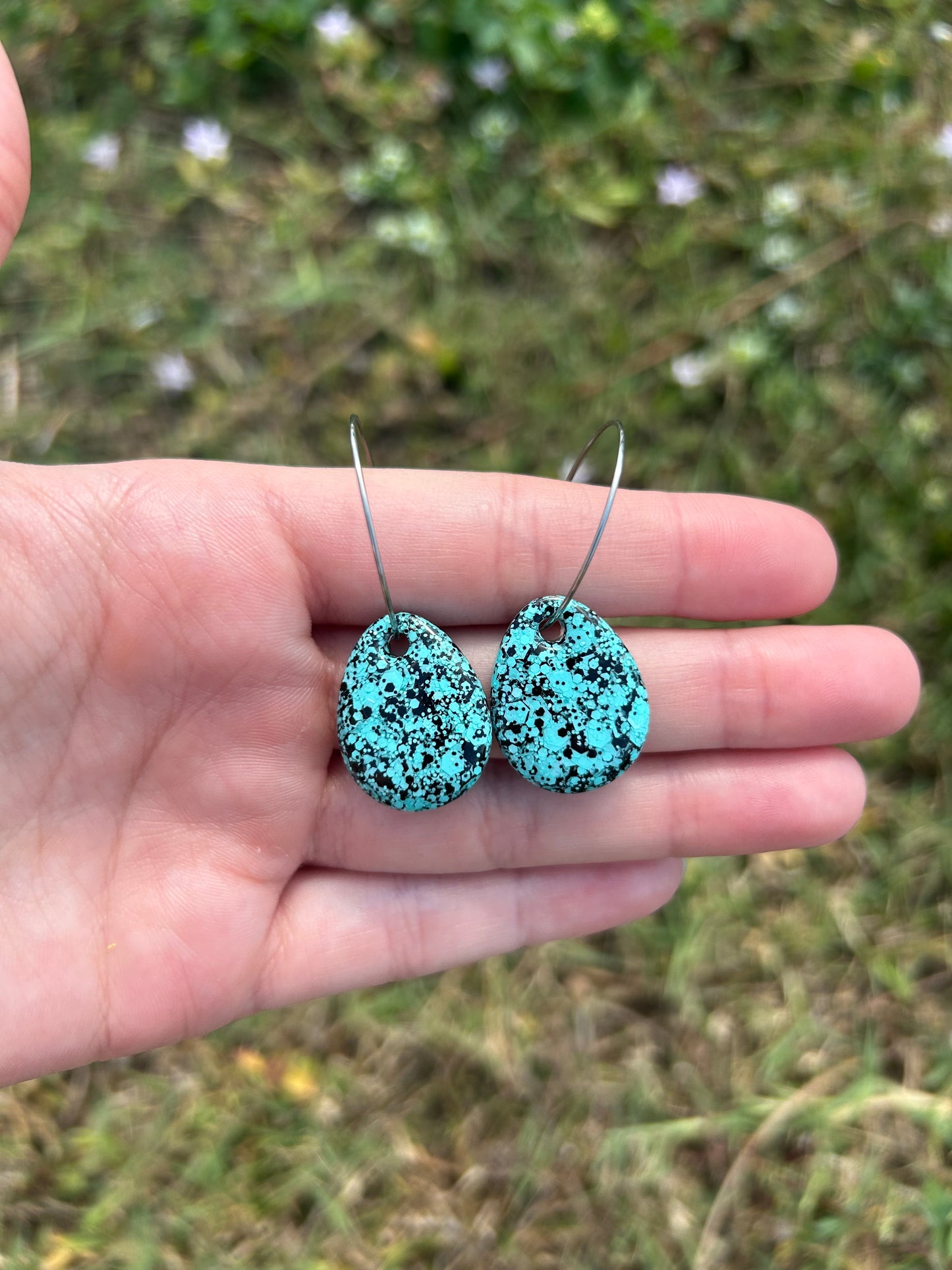 Speckled egg earrings