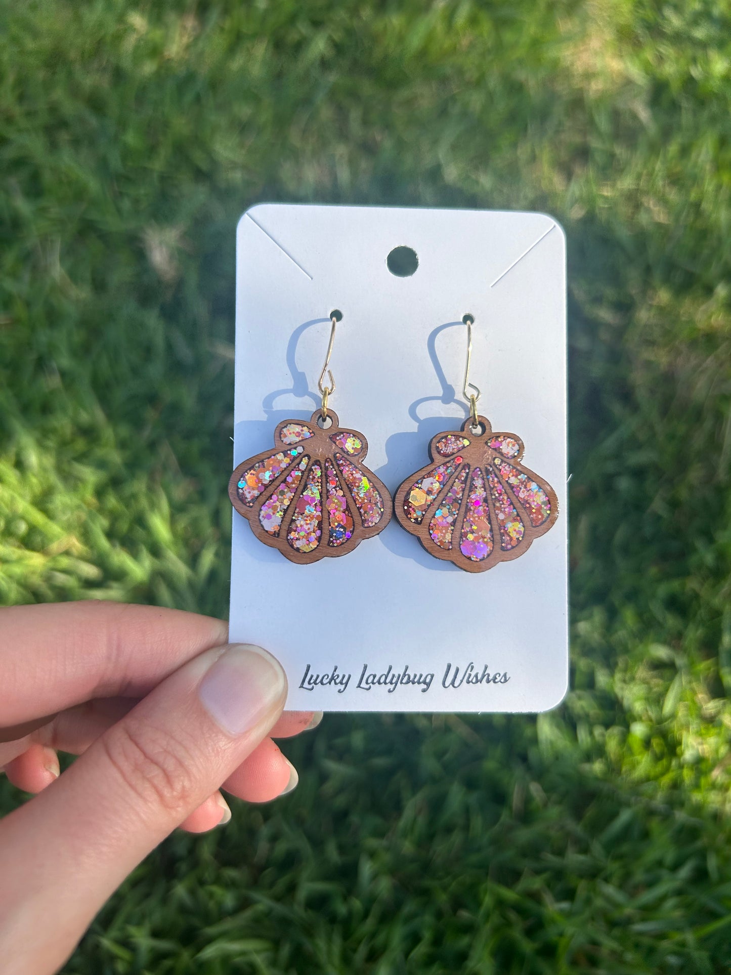 Shells wooden earrings