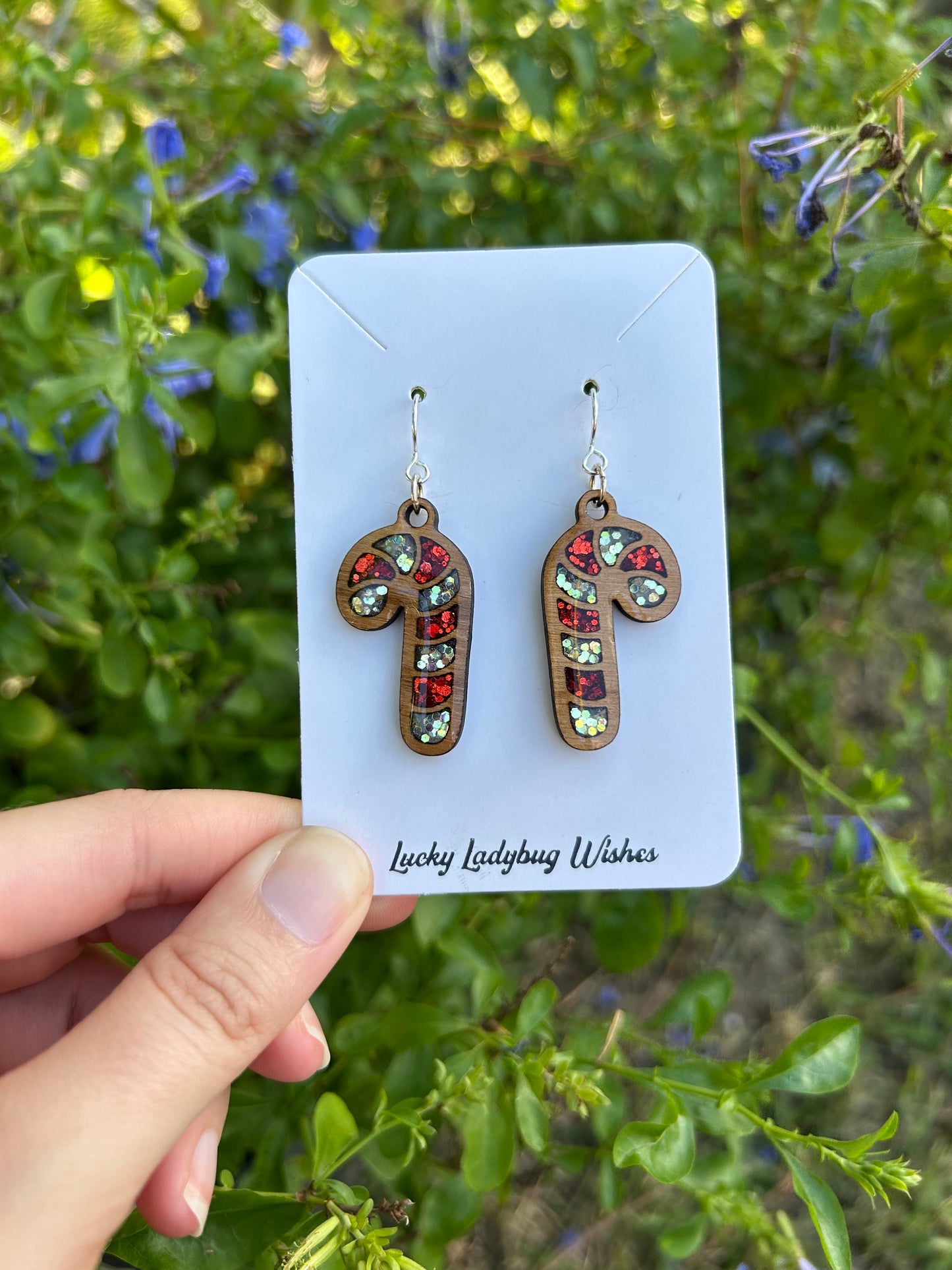 Candy Cane Wooden earrings