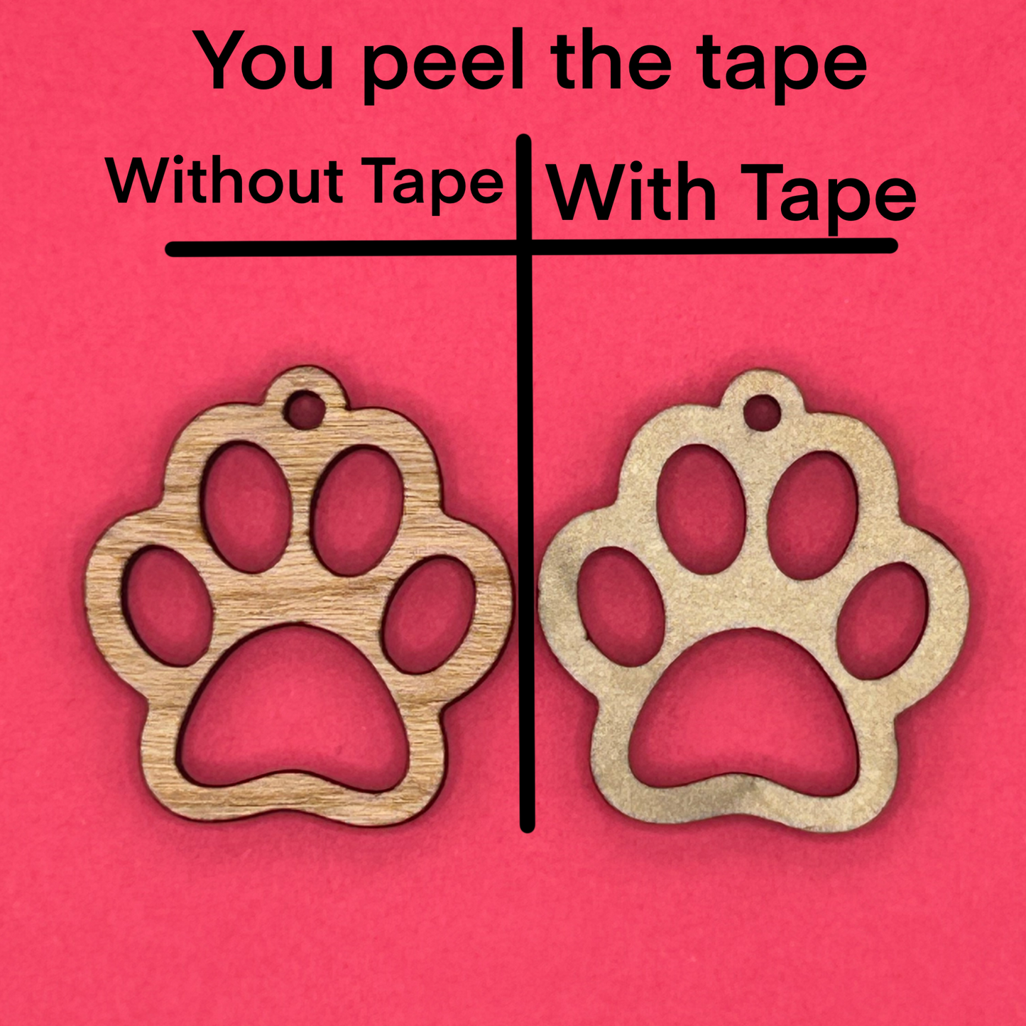 Blank dog paw wooden bezels