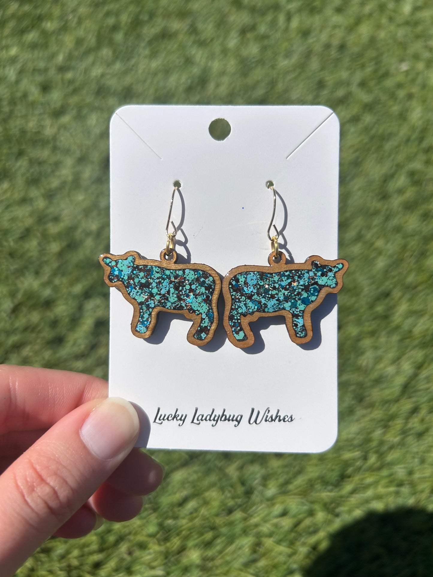 Cow wooden earrings