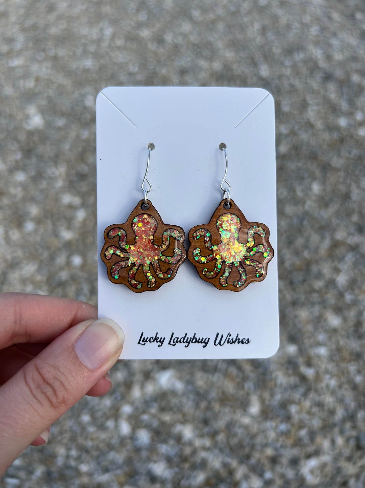 Octopus wooden earrings