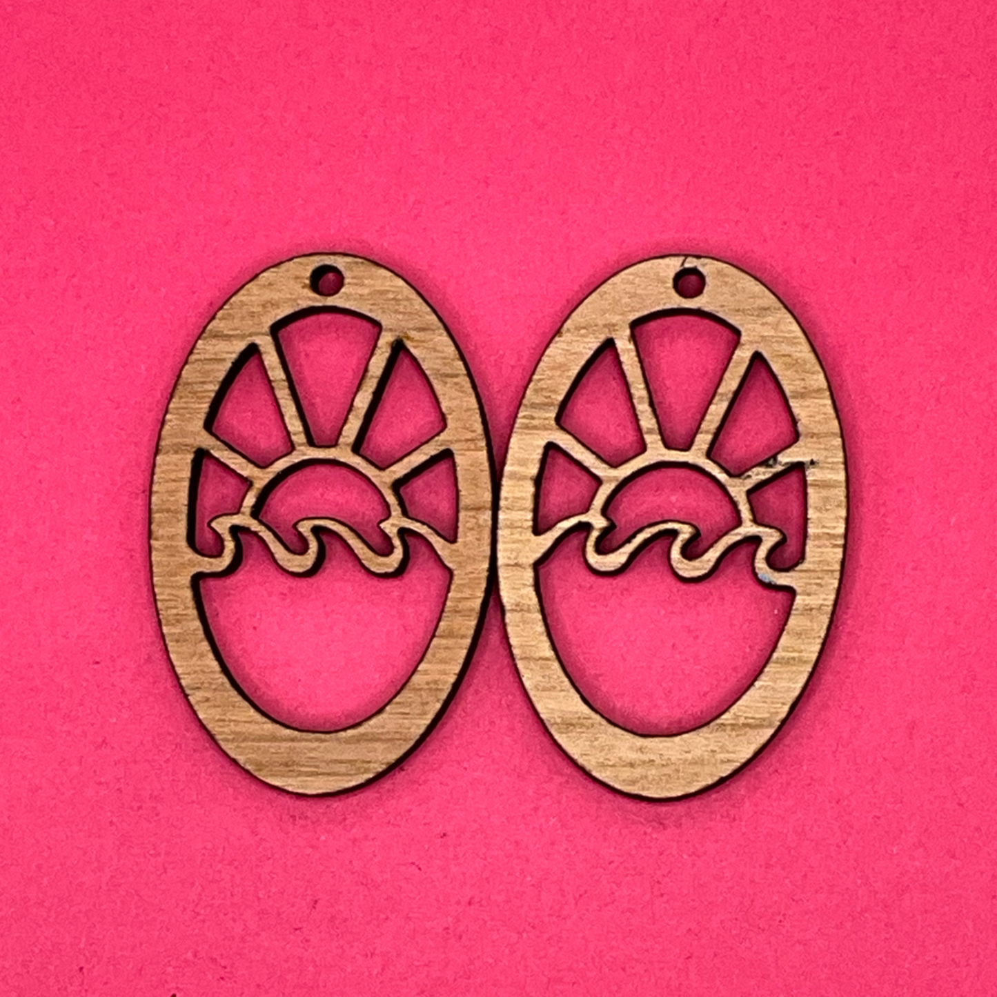 Blank Sun Wave Oval wooden bezels