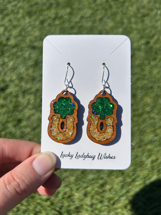 Clover Horse Shoe Stack earrings