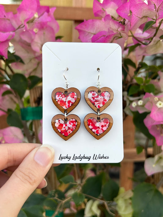 2 tier Heart earrings