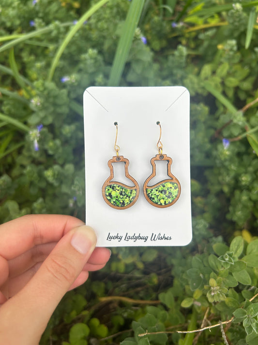 Wooden potion earrings