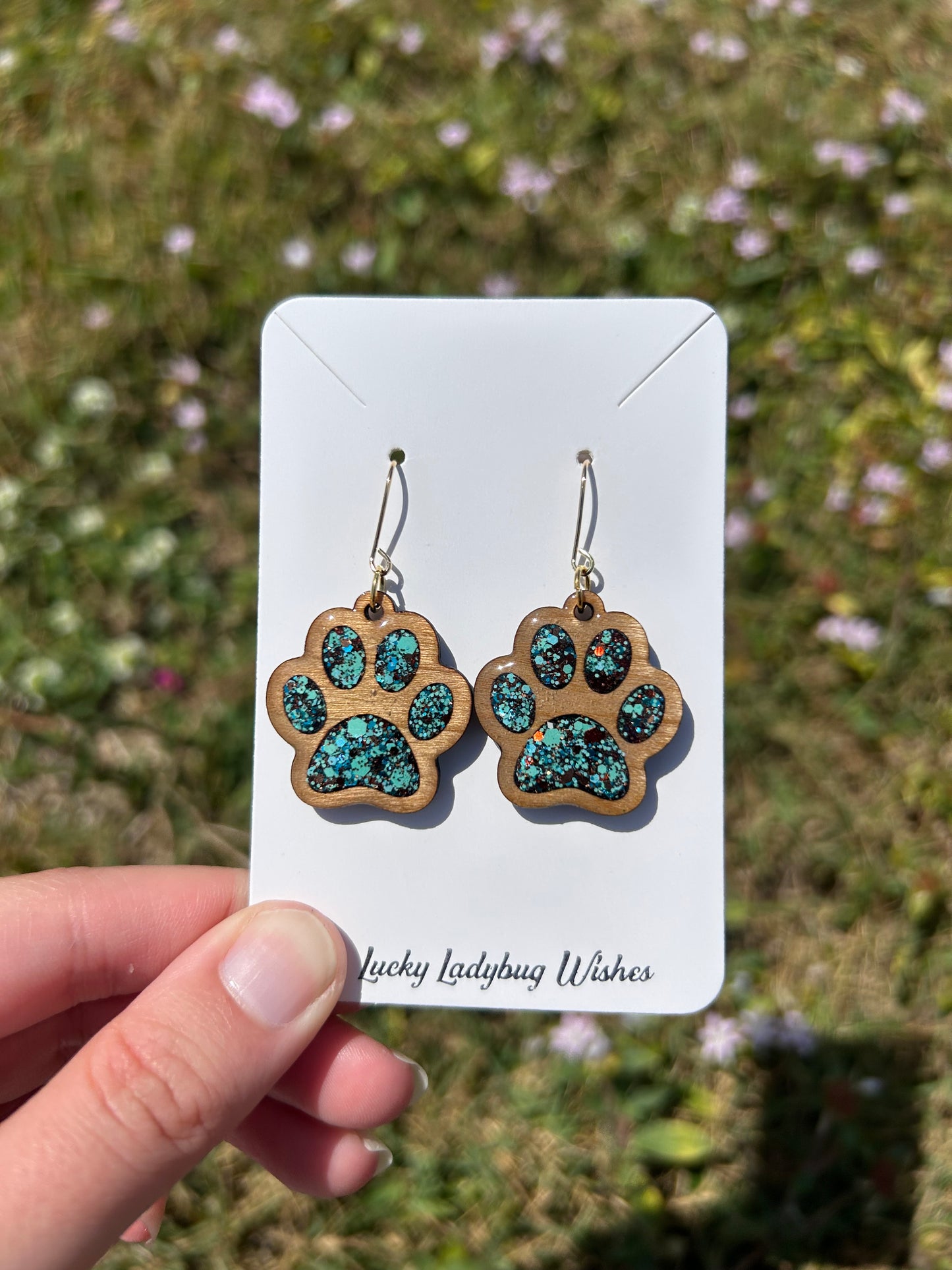 Dog Paw wooden earrings