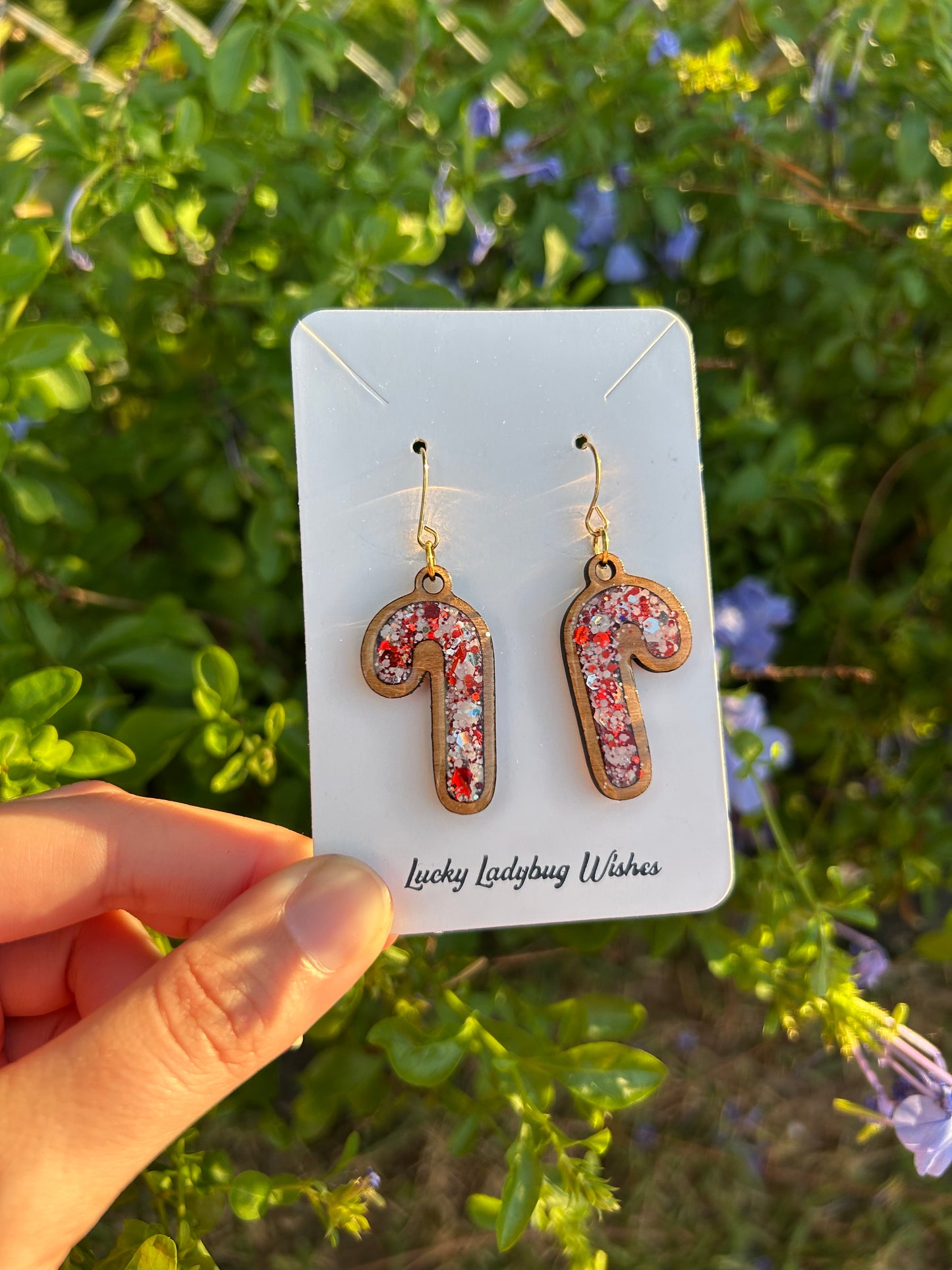 Candy Cane Wooden earrings