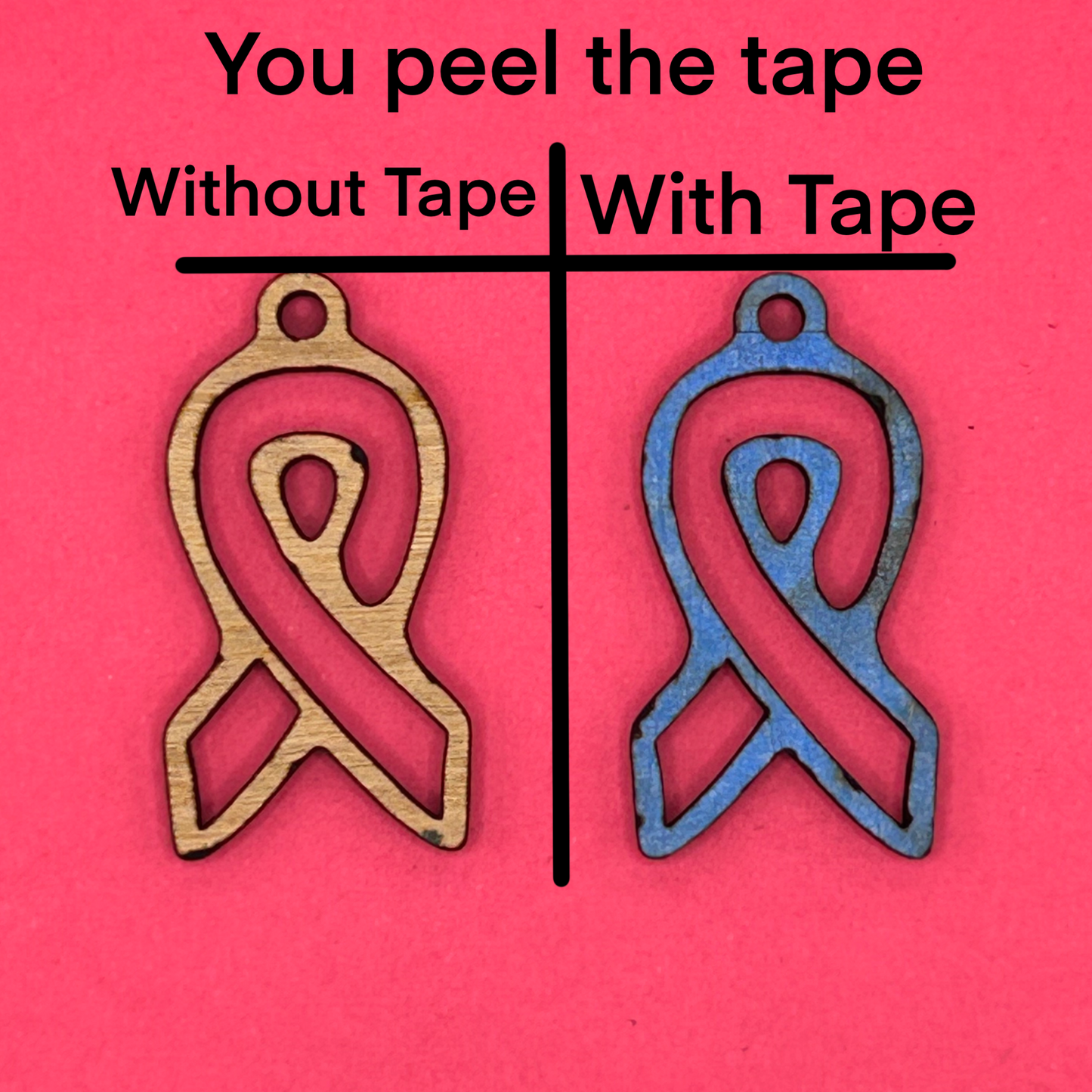 Blank Cancer awareness Ribbon wooden bezel