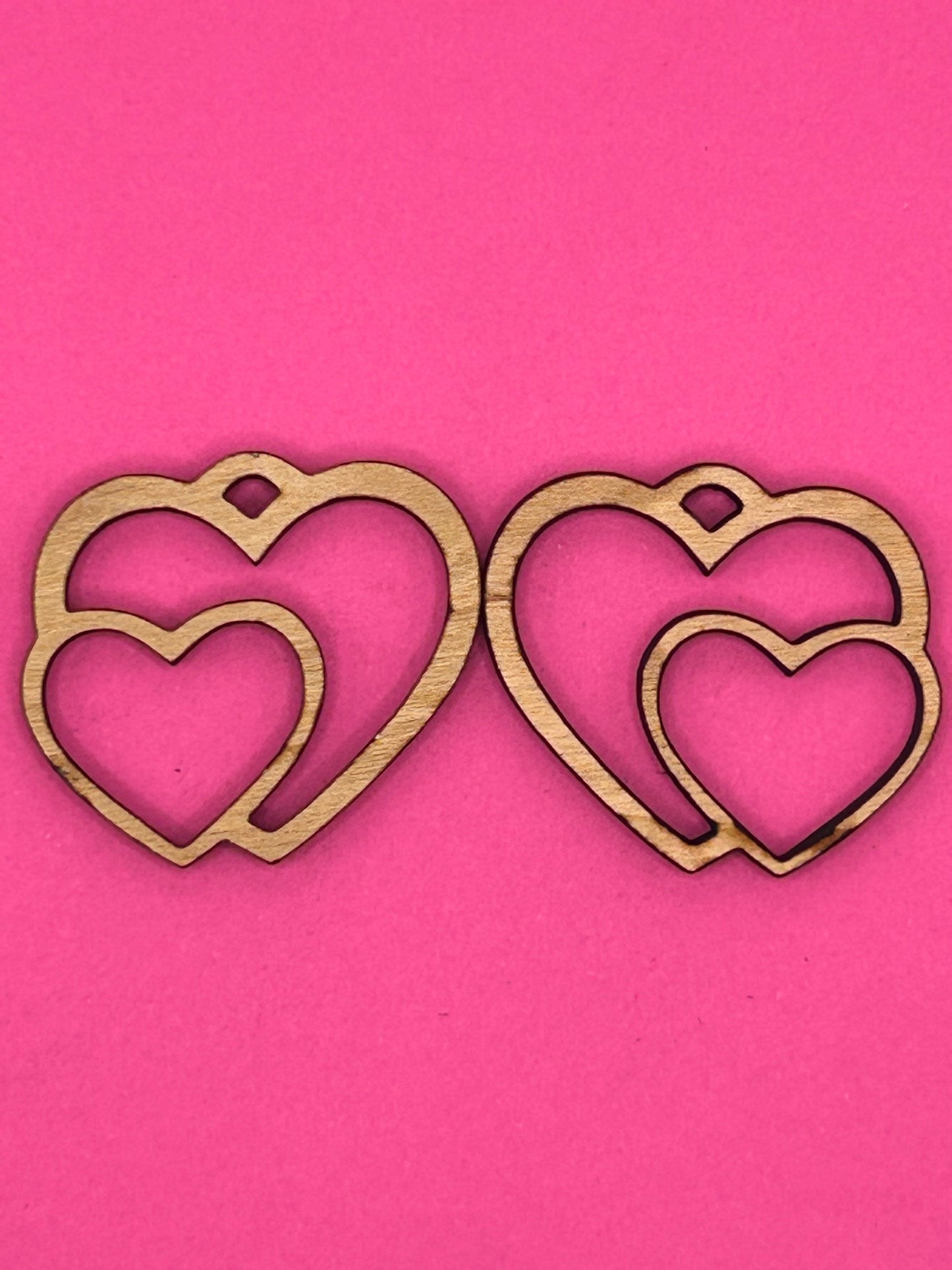 Blank double heart wooden bezel
