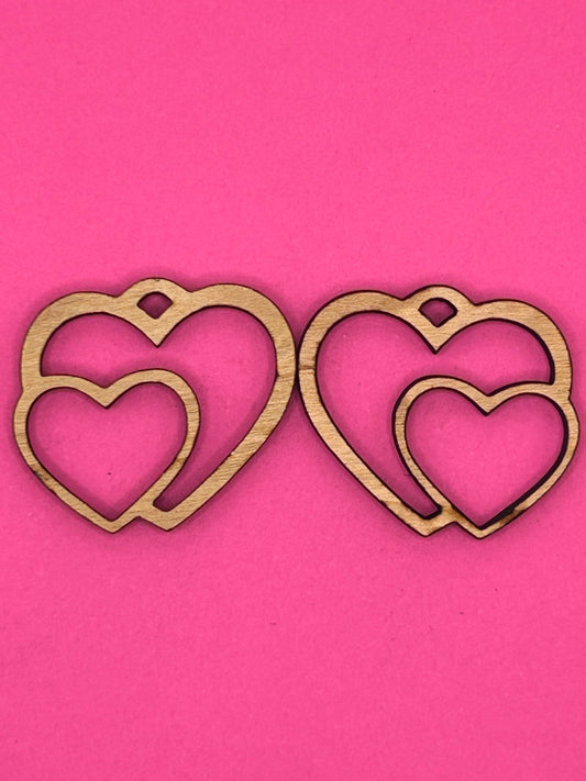Blank double heart wooden bezel