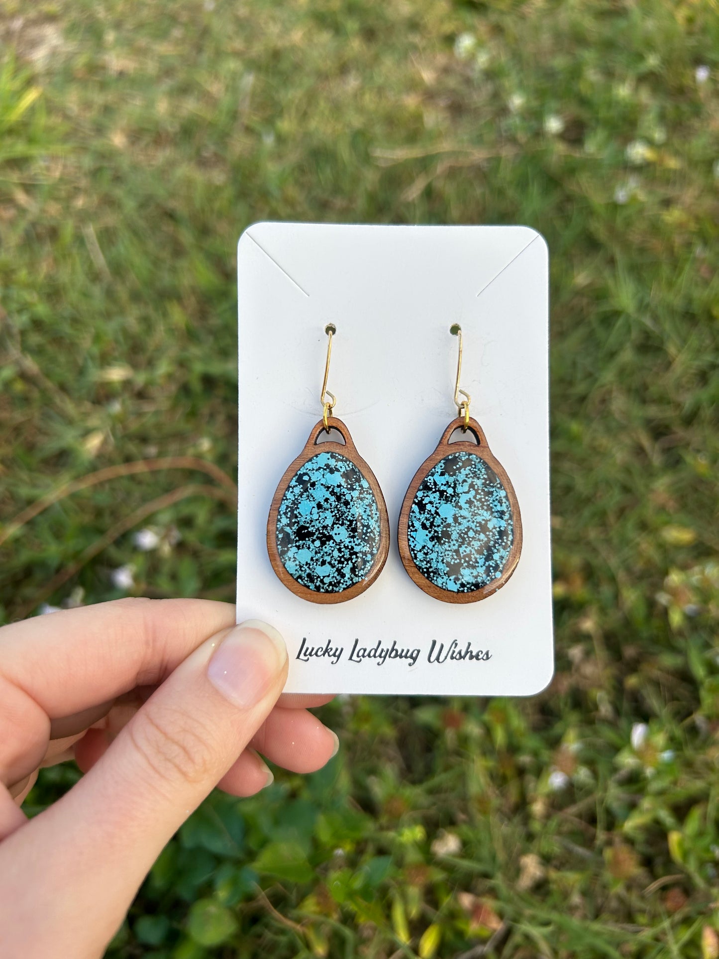 Egg wooden earrings