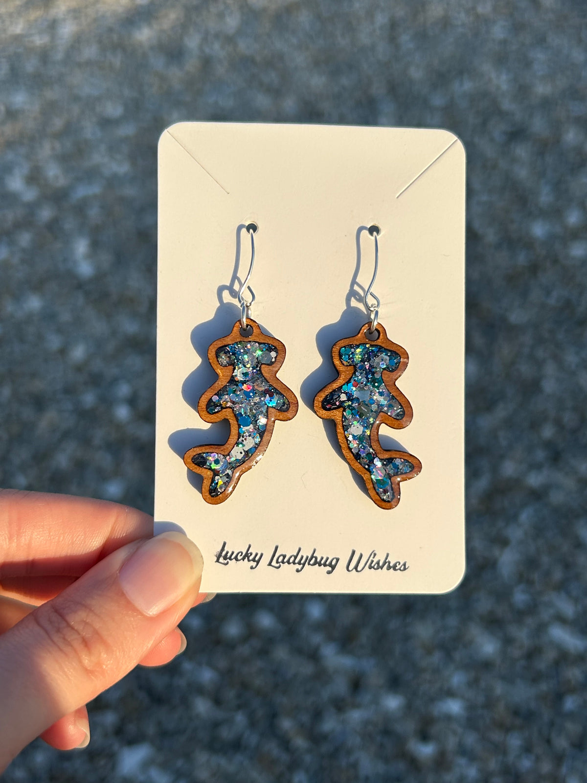 Hammerhead wooden earrings