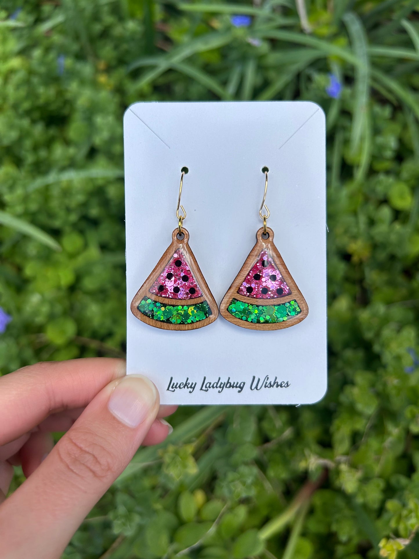 Watermelon slice earrings