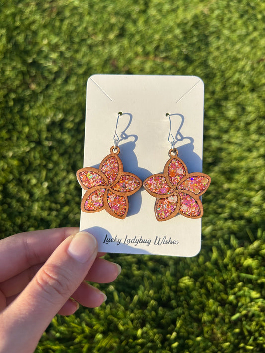 Plumeria wooden earrings