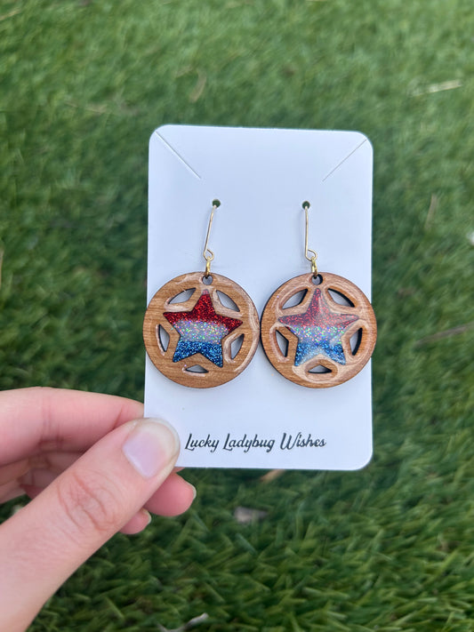 Hoop Stars wooden earrings