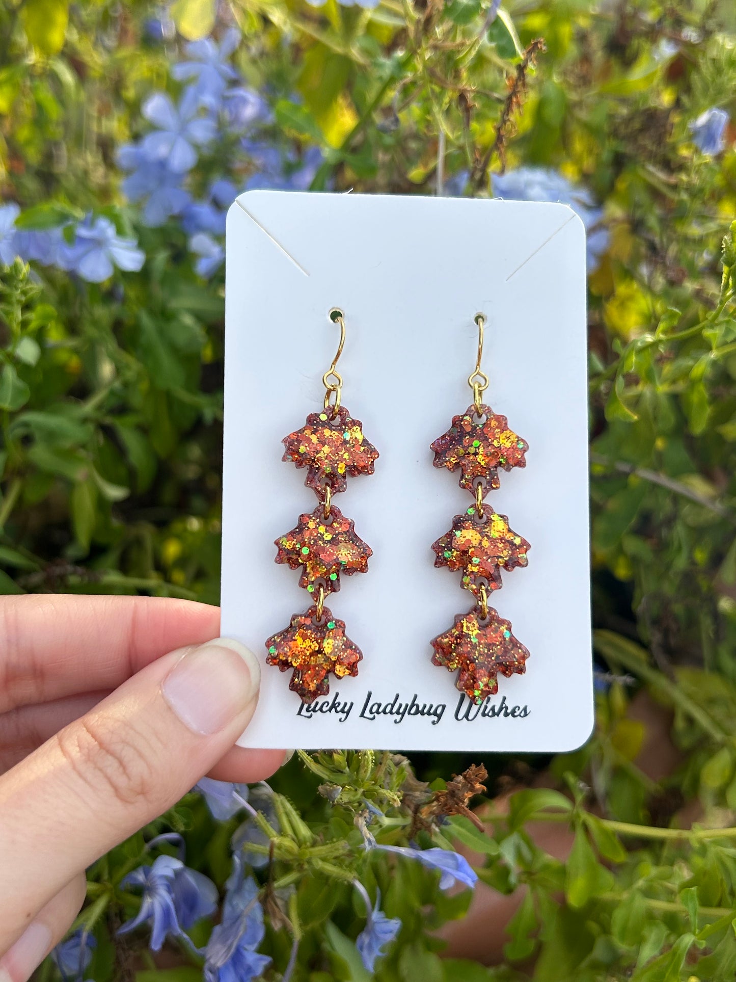 Fall leaf 3 tier earrings