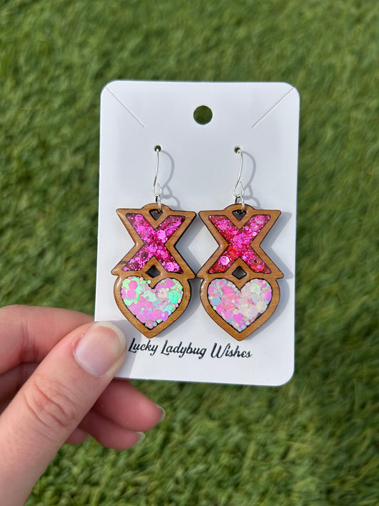 XO wooden earrings