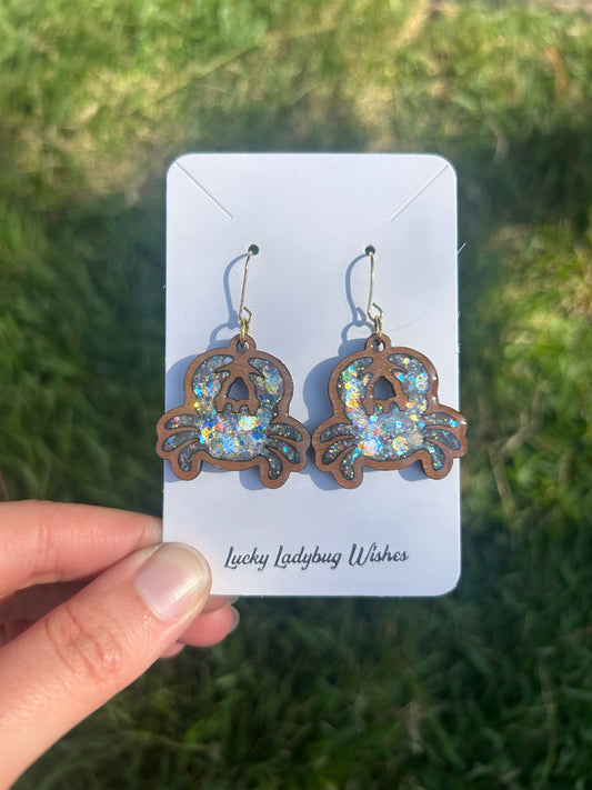 Crab wooden earrings
