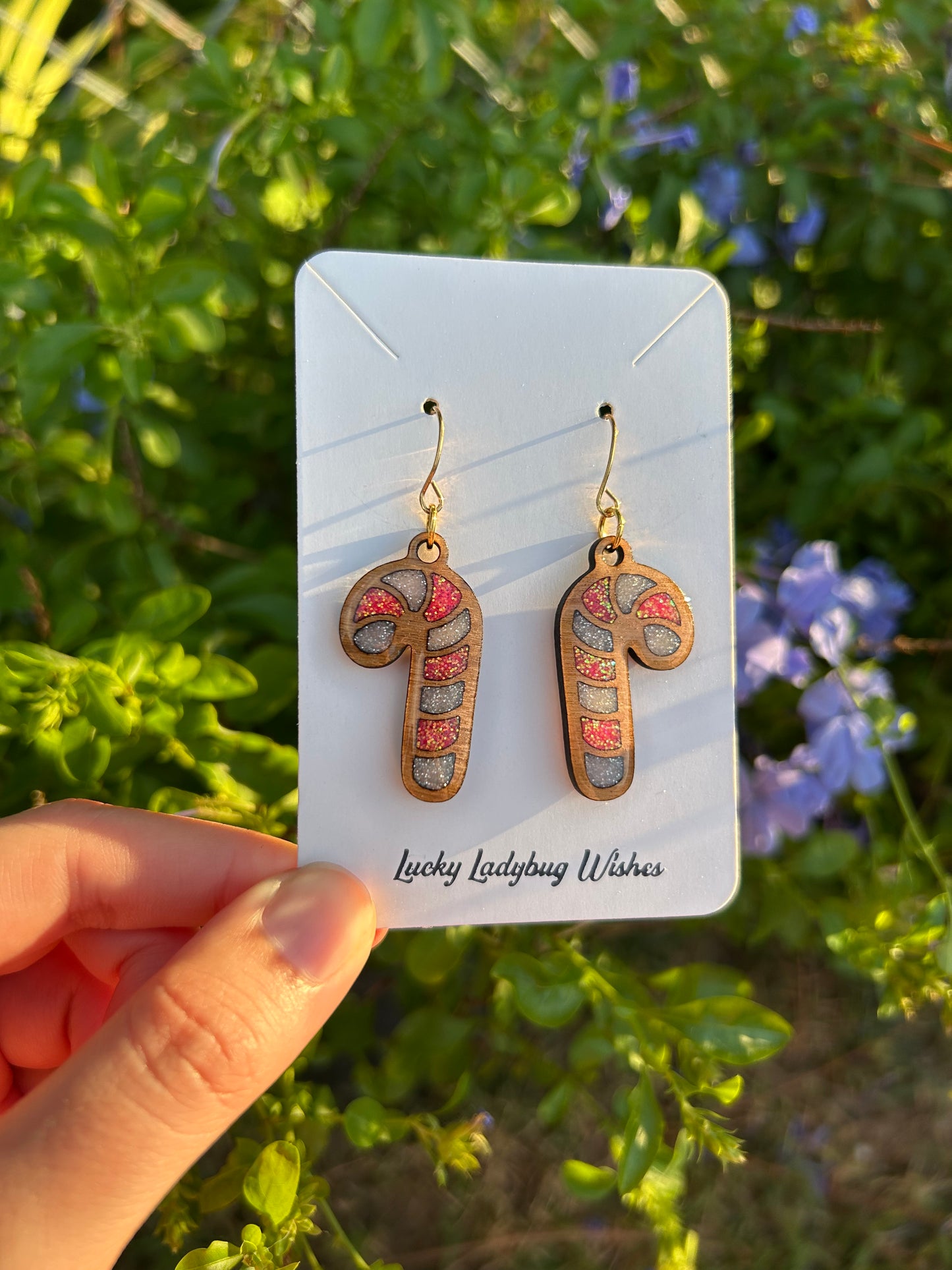Candy Cane Wooden earrings