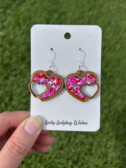 Double heart earrings