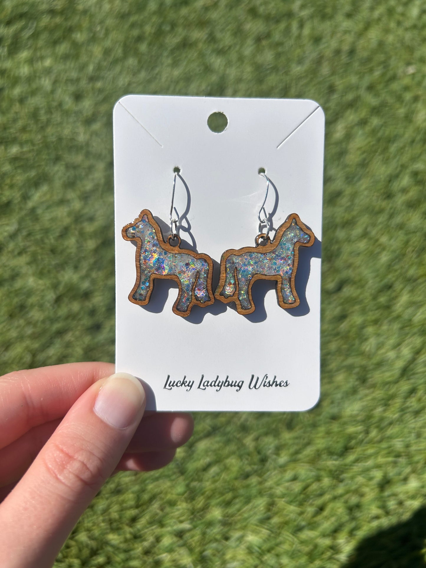 Horse wooden earrings